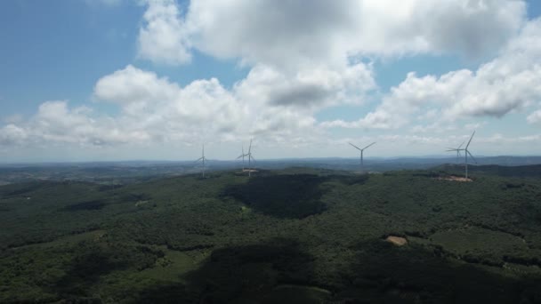 Windturbines Windturbines Vanuit Lucht Groene Energie — Stockvideo