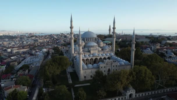 Mezquita Suleymaniye Mezquita Aérea Suleymaniye Pavo Estambul Punto Referencia Islámico — Vídeo de stock