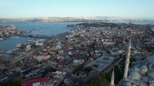 Cuerno Oro Cuerno Oro Aéreo Vista Suleymaniye Istanbul — Vídeos de Stock
