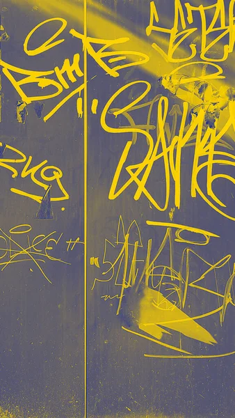 Φωτεινή Απεικόνιση Στο Δρόμο Γκράφιτι Στυλ Κίτρινο Γκρι Φόντο — Φωτογραφία Αρχείου
