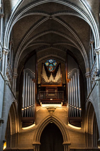 洛桑大教堂管风琴的垂直拍摄 瑞士沃州洛桑 — 图库照片