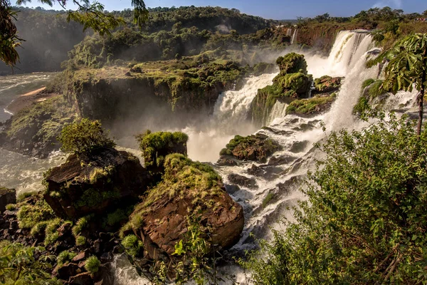 Odpoledne Panoramatický Výhled Vodopády Iguaz Národní Park Iguaz Iguaz Misiones — Stock fotografie