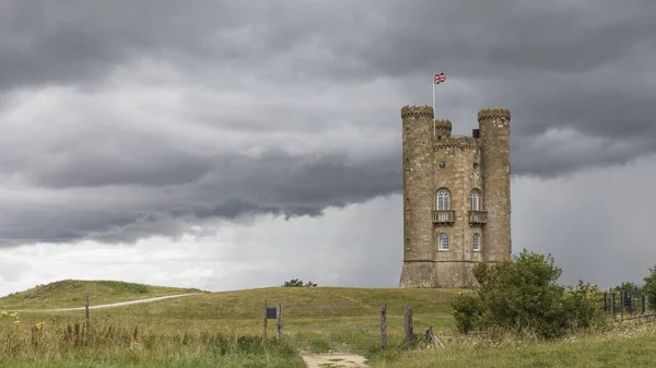 Old Folley Castle Union Jack Flying Stormy Grey Sky — Stock Photo, Image