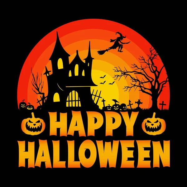 Happy Halloween Halloween Cita Shirt Design Grafica Vettoriale — Vettoriale Stock