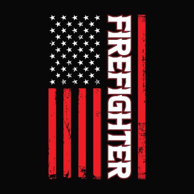 İtfaiyeci şablonlu Amerikan bayrağı - İtfaiyeci vektör t-shirt tasarımı