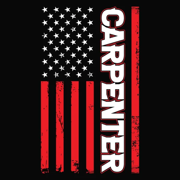 Αμερικανική Σημαία Πρότυπο Ξυλουργός Carpenter Shirt Design Vector — Διανυσματικό Αρχείο