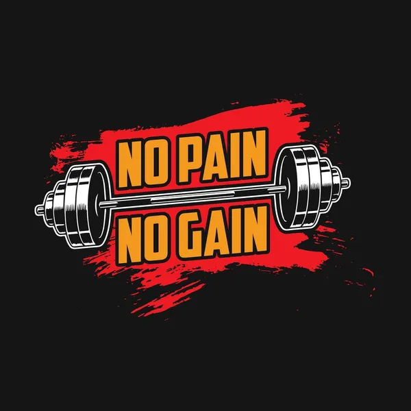 Gym Quote Pain Gain Vector Shirt Design — Stock Vector