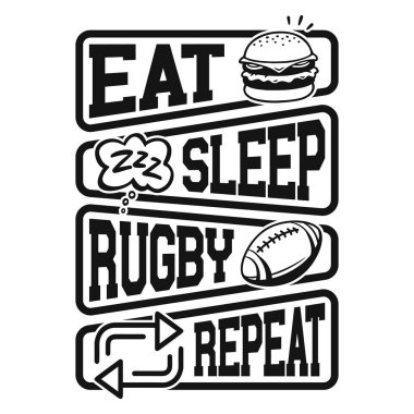 Eat Sleep Rugby Tekrarlıyorum - Futbol alıntıları tişört, vektör, poster veya şablon.