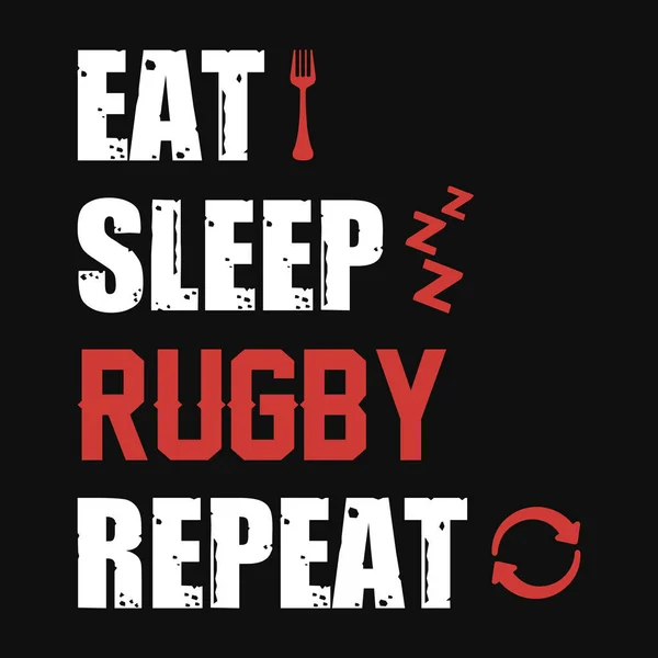 Eat Sleep Rugby Repeat Cotizaciones Fútbol Camiseta Vector Póster Plantilla — Archivo Imágenes Vectoriales
