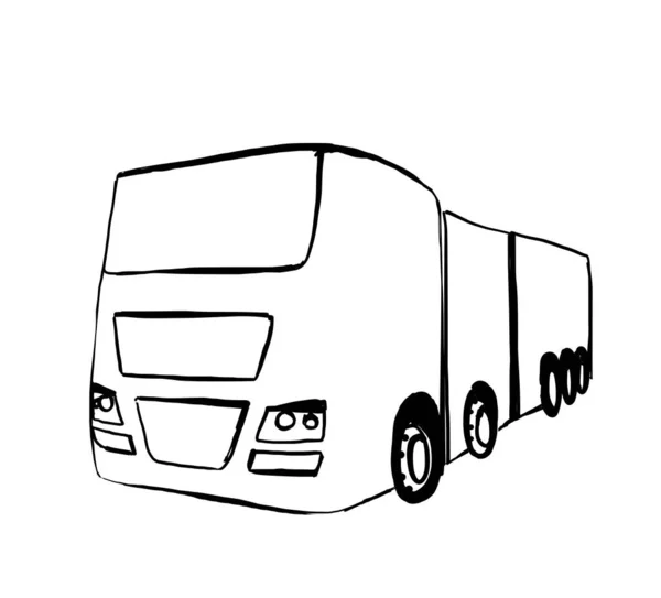 Disegno logistico e poster di consegna. Illustrazione vettoriale disegnata a mano. Camion — Vettoriale Stock
