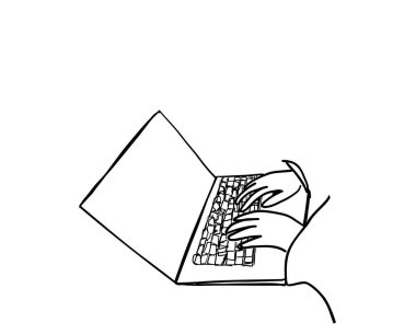 Bilgisayarda el işi. El çizimi çizimi