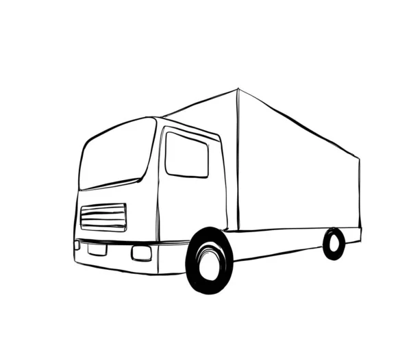 Esboço Camião Serviço Entrega Transporte Logótipo —  Vetores de Stock
