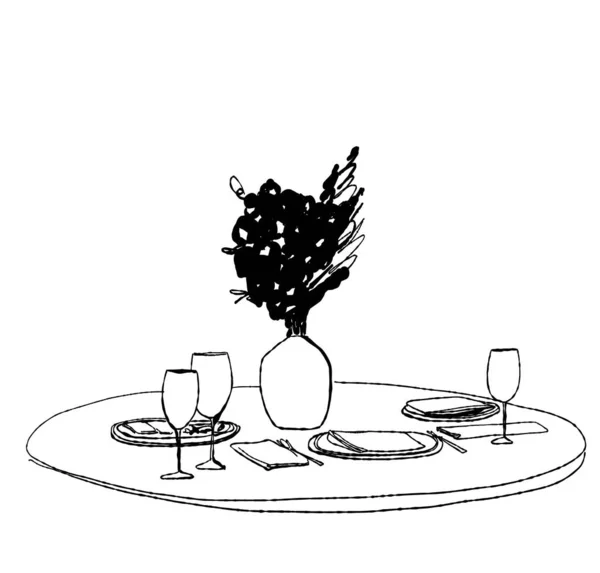 Hand Drawn Wares Food Drink Sketch Illustration — Stok Vektör