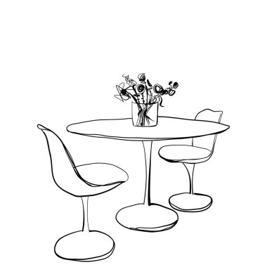 Yazlık kafede mobilya. Mutfak taslak çizimi