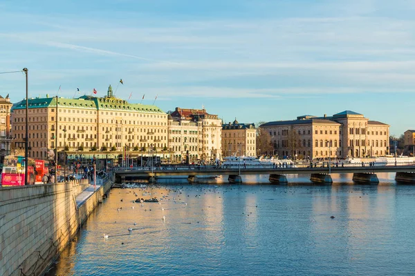 Stockholm Suède Décembre 2018 Vue Panoramique Pont Strombron Des Bâtiments — Photo