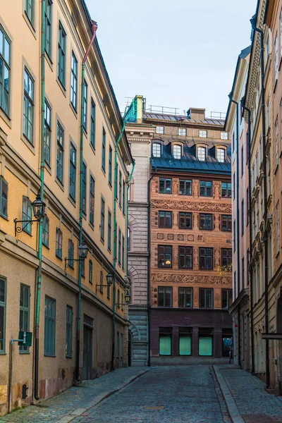 Перспективний Вид Історичних Будівель Алеї Солвіґранда Взимку Стокгольм Швеція — стокове фото