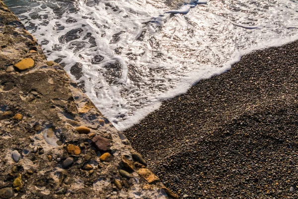 Textures Pebble Beach Sea Foam Concrete Slab Photographed According Rule — Stockfoto