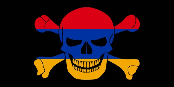 Schwarze Piratenflagge Mit Dem Bild Des Jolly Roger Mit Kreuzknochen — Stockfoto