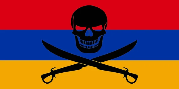 Armenian Flag Combined Black Pirate Image Jolly Roger Cutlasses — Stockfoto