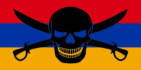 Armenian Flag Combined Black Pirate Image Jolly Roger Cutlasses — Stockfoto