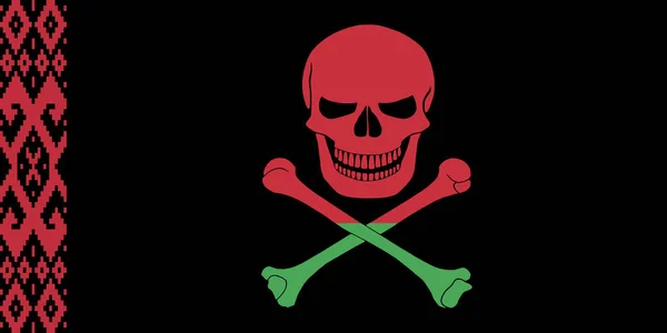 Schwarze Piratenflagge Mit Dem Bild Des Jolly Roger Mit Kreuzknochen — Stockfoto