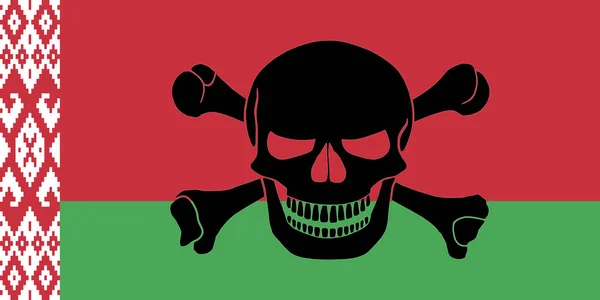 Belarusian Flag Combined Black Pirate Image Jolly Roger Crossbones — Stock Photo, Image