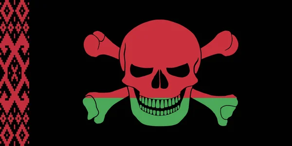 黒の海賊旗とジョリー ロジャーのイメージクロスボーンとベラルーシの旗の色 — ストック写真