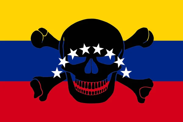 Venezuelai Zászló Kombinálva Fekete Kalóz Kép Jolly Roger Keresztcsontokkal — Stock Fotó