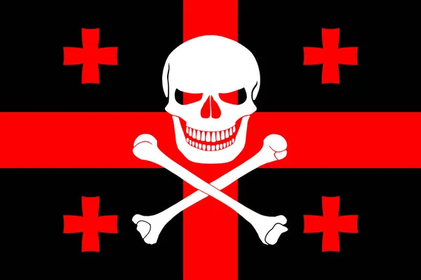 Bandeira Pirata Preta Com Imagem Jolly Roger Com Ossos Cruzados — Fotografia de Stock