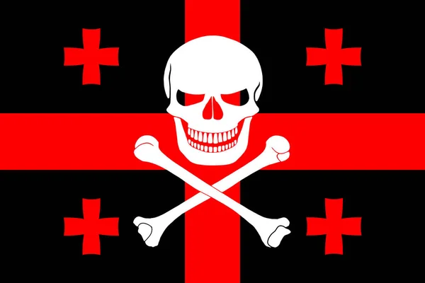 Drapeau Pirate Noir Avec Image Jolly Roger Avec Des Croisés — Photo