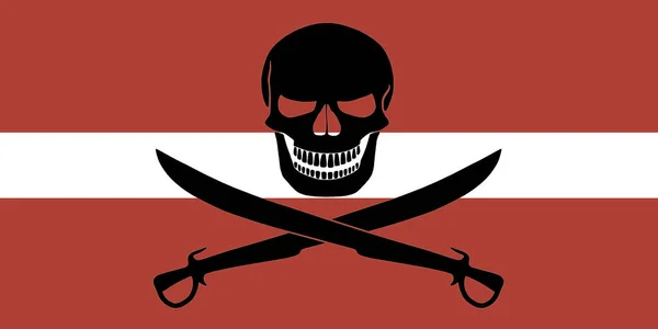 Latvian Flag Combined Black Pirate Image Jolly Roger Cutlasses — Fotografia de Stock