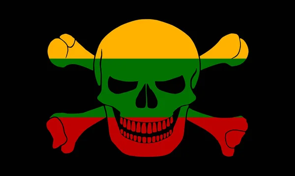 Bandiera Pirata Nera Con Immagine Jolly Roger Con Ossa Incrociate — Foto Stock