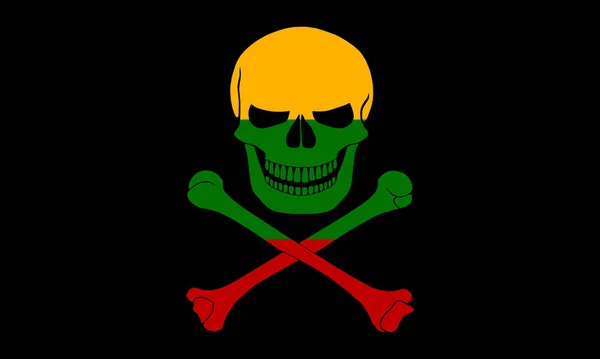 Bandiera Pirata Nera Con Immagine Jolly Roger Con Ossa Incrociate — Foto Stock