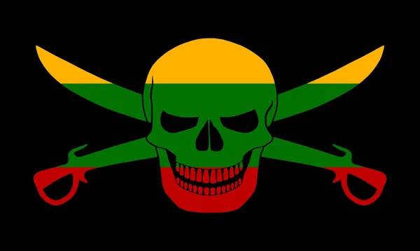 Black Pirate Flag Image Jolly Roger Cutlasses Combined Colors Lithuanian — Stockfoto