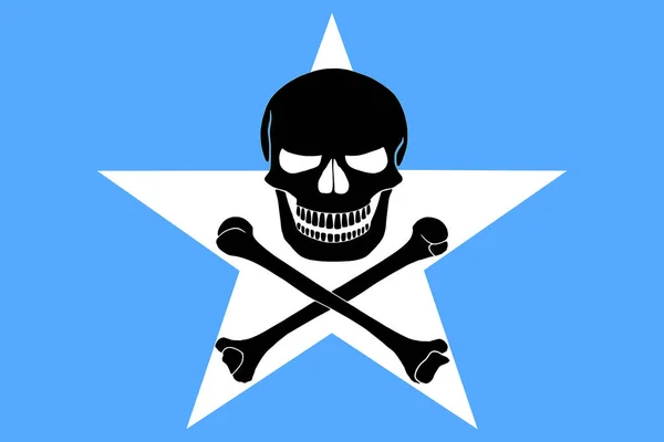 Сомалійський Прапор Поєднанні Чорним Піратським Зображенням Джолі Роджер Перехресними Кістками — стокове фото