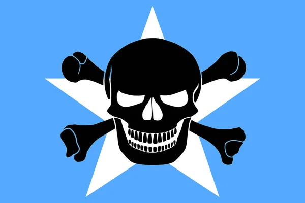 Somalian Flag Combined Black Pirate Image Jolly Roger Crossbones — Stockfoto