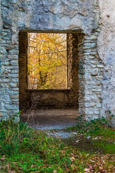 Inner Room Abandoned Building Former Restaurant Top Mount Akhun Sunny — Stock Photo, Image