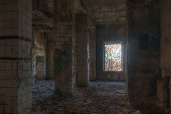 Habitación Interior Del Edificio Abandonado Del Antiguo Restaurante Cima Del —  Fotos de Stock