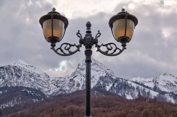 Kış Günü Closeup Krasnaya Polyana Sochi Rusya Federasyonu Karda Dağ — Stok fotoğraf