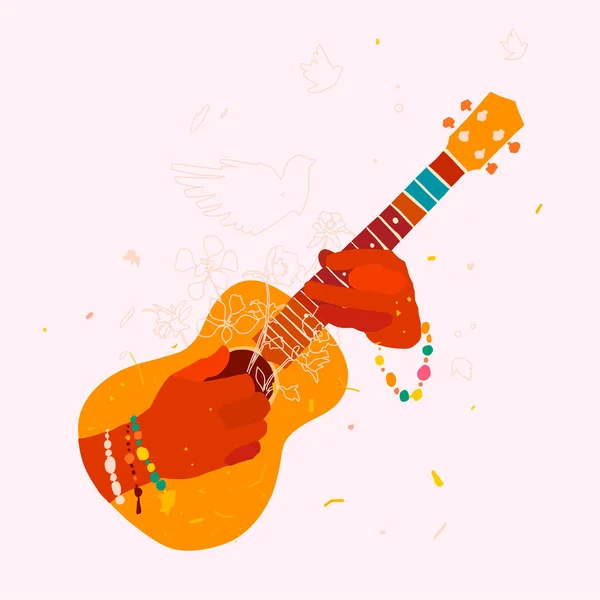 Fermeture d'un musicien jouant de la guitare — Image vectorielle
