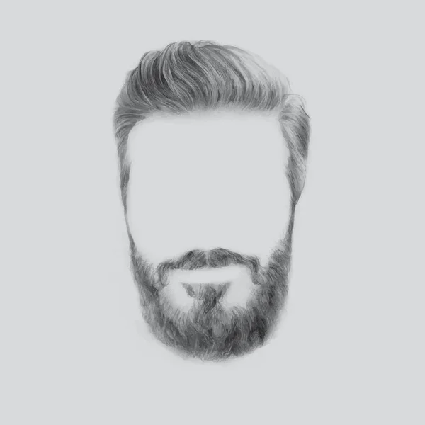 Crayon réaliste dessin mans barbe et cheveux — Image vectorielle