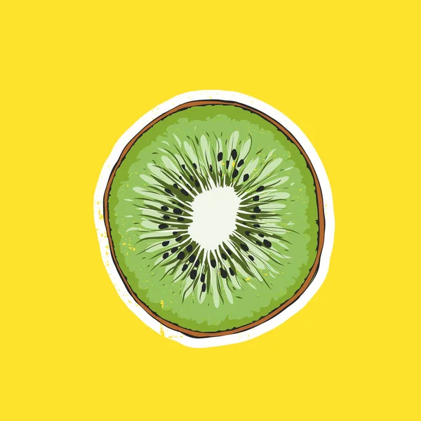 Kiwi desenho de fatia de frutas para impressão. Ilustração vetorial —  Vetores de Stock