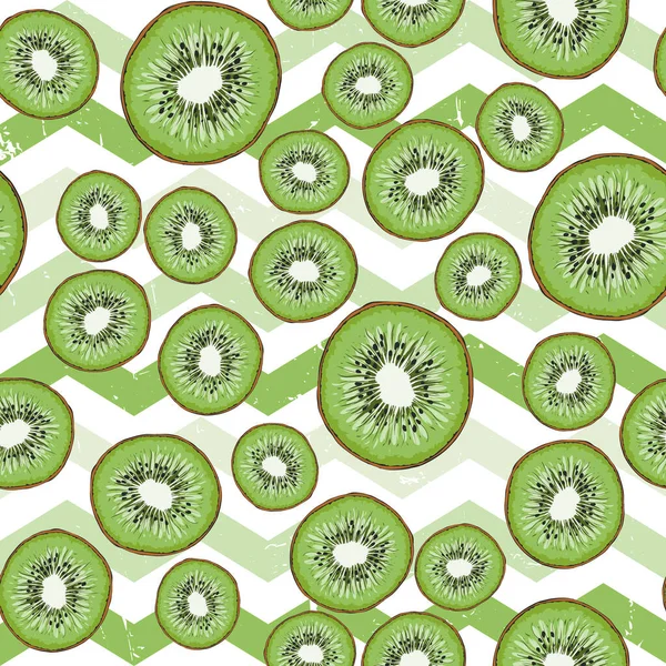 Kiwi fruto corte vetor sem costura padrão para tecidos, têxteis, papel de embrulho —  Vetores de Stock