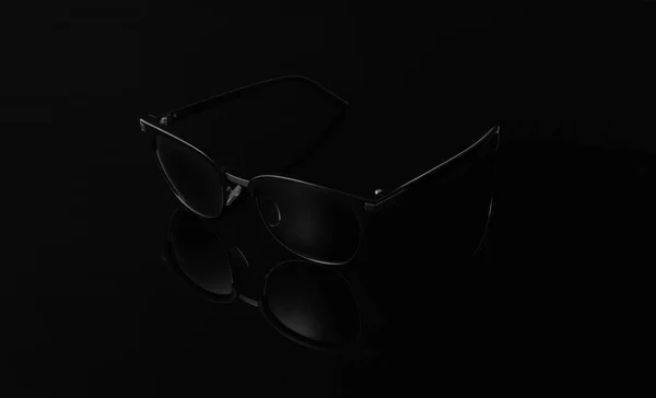 Black Sunglasses Black Mirror Background — 스톡 사진