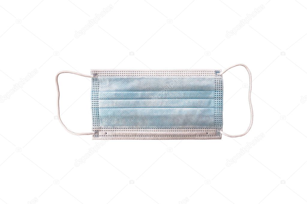 Isolated surgical, medical, face, protective mask on white