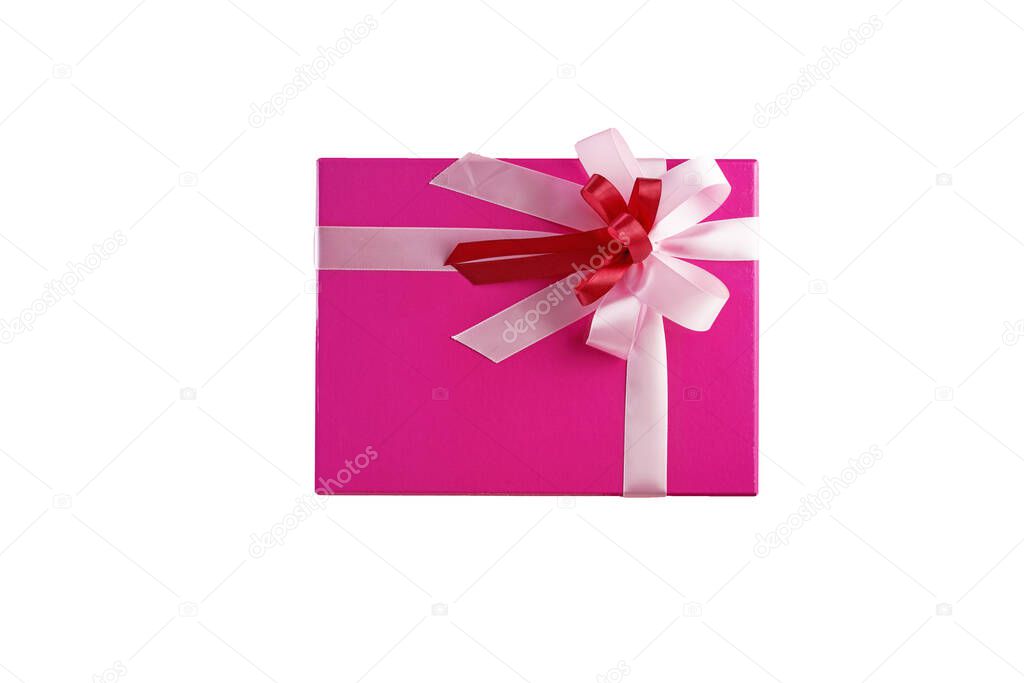 Isolated gift, present, object from above on a white background