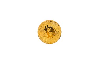 BTC, Bitcoin, dijital para, merkezi olmayan şifreli para beyaz arkaplanda izole edildi