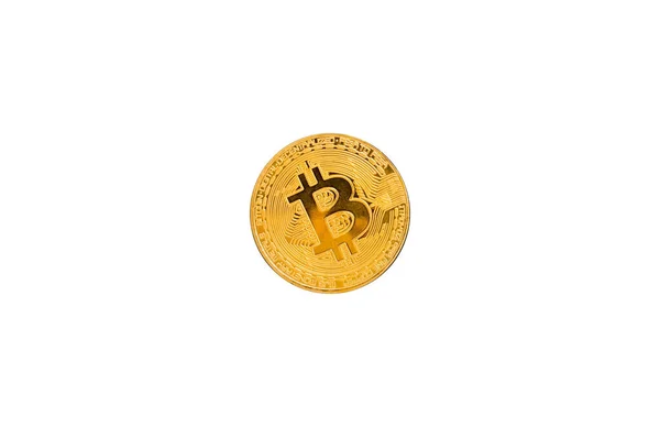 Btc Bitcoin Digitaal Geld Gedecentraliseerde Crypto Munt Geïsoleerd Witte Achtergrond Stockafbeelding