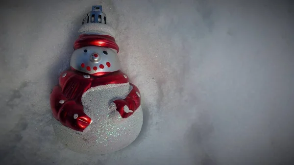 Toy Red Snowman White Snow — ストック写真