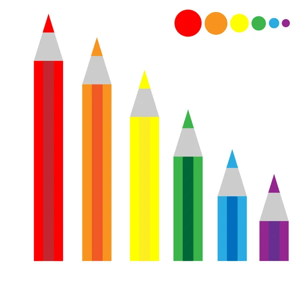 Drawn Pencils Rainbow Color — Stock Vector